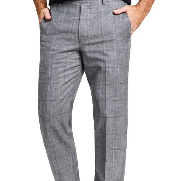 Ralph Lauren Mens 44W 32L Classic Fit Dress Pants Edgewood Gray Blue Wool Plaid - Picture 1 of 13